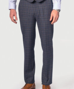 Tailored Fit Lyd Blue Check Suit Trousers