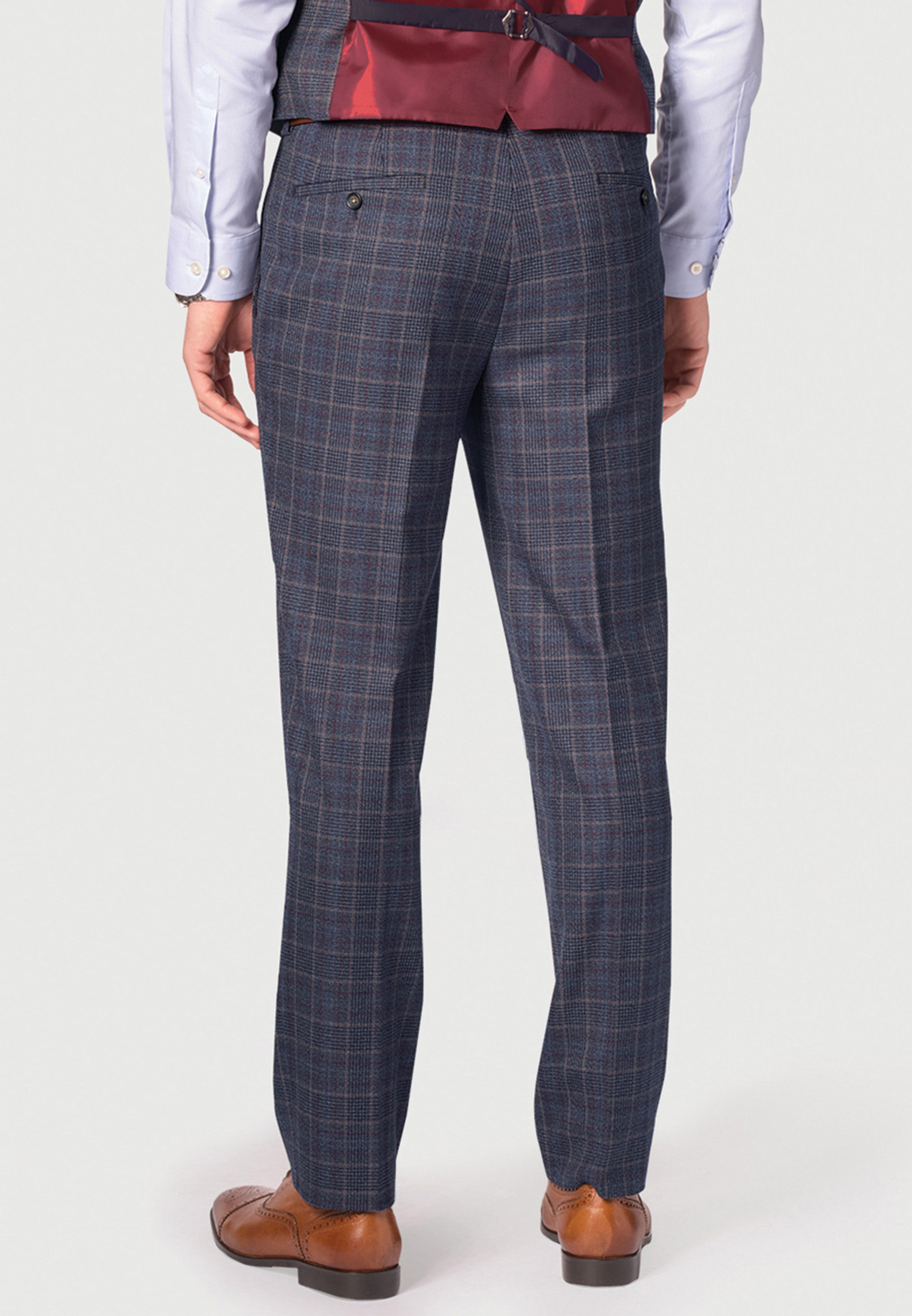 Tailored Fit Lyd Blue Check Suit Trousers - Image 2