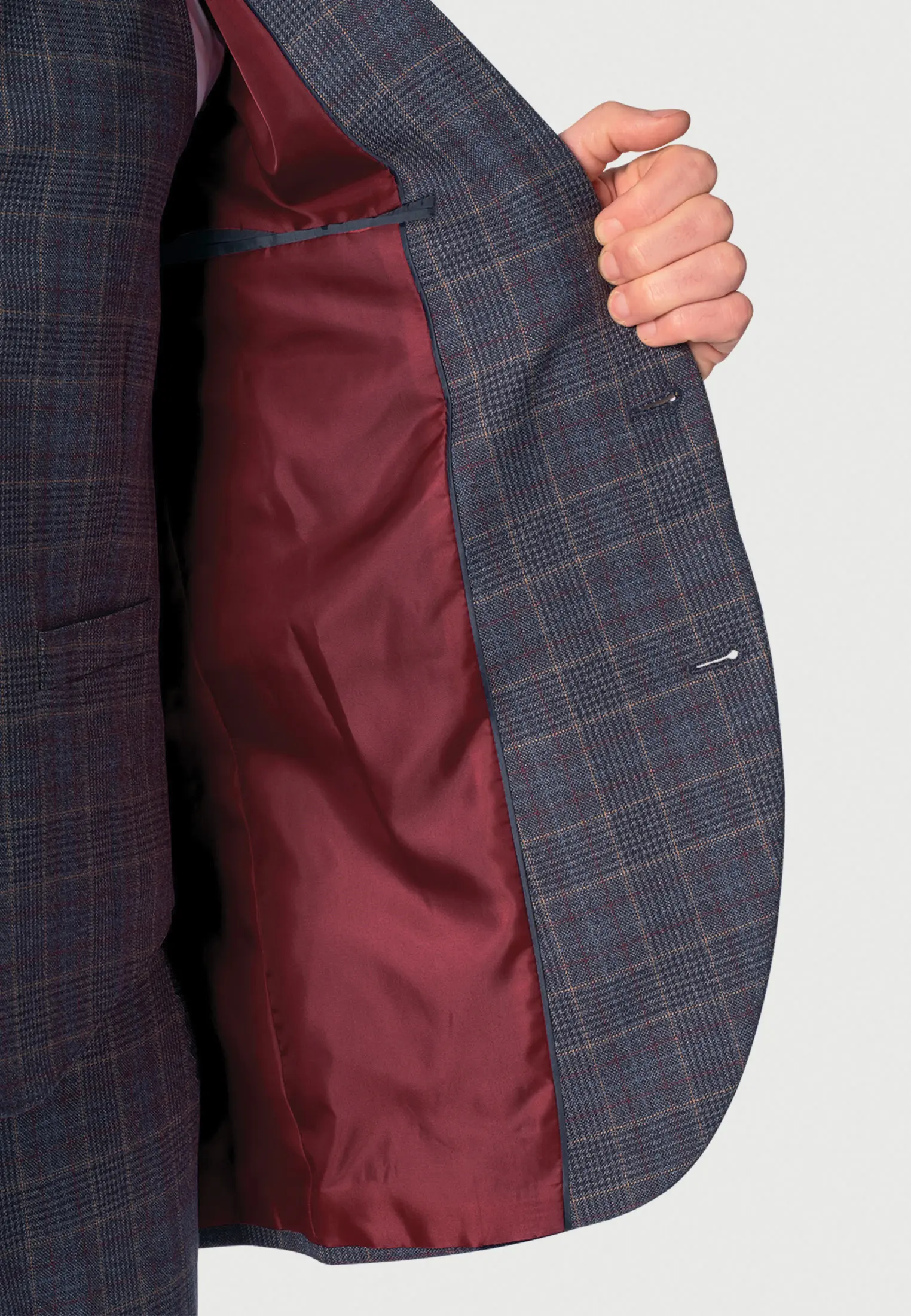 Tailored Fit Lyd Blue Check Suit Jacket - Image 2