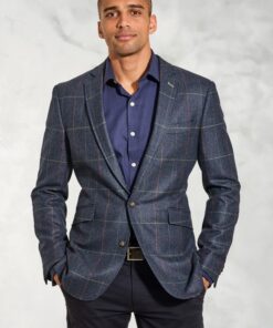 Tailored Fit Magnum Navy Check Wool Jacket