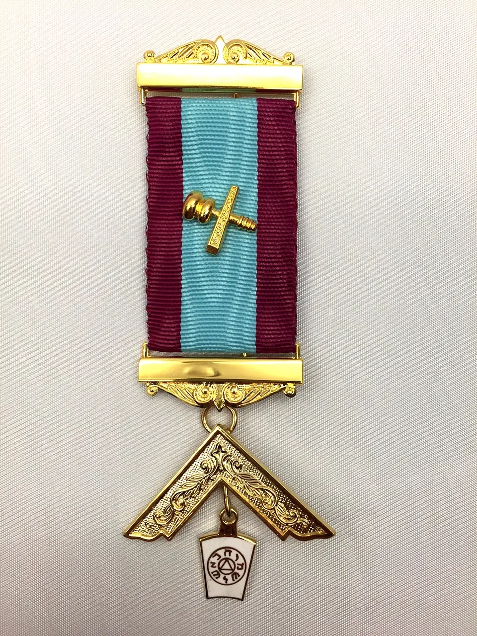 Mark Past Master Breast Jewel With Name & Number Of Lodge In Blue