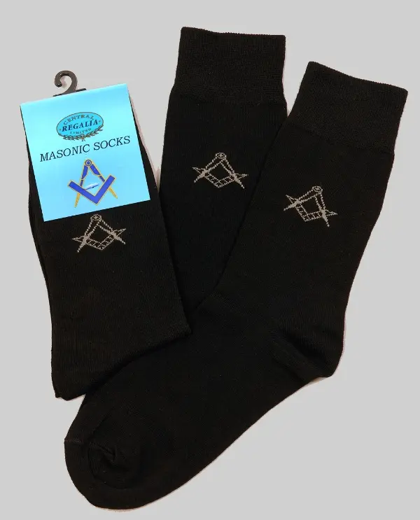 Masonic Black Socks -short Fitting  With Discreet Square & Comp Size 6-11