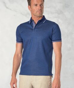 Mayer Dark Blue Cotton Rich Jacquard Polo Shirt
