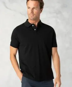 Milford Black Pure Cotton Pique Polo Shirt