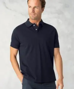 Milford Navy Pure Cotton Pique Polo Shirt