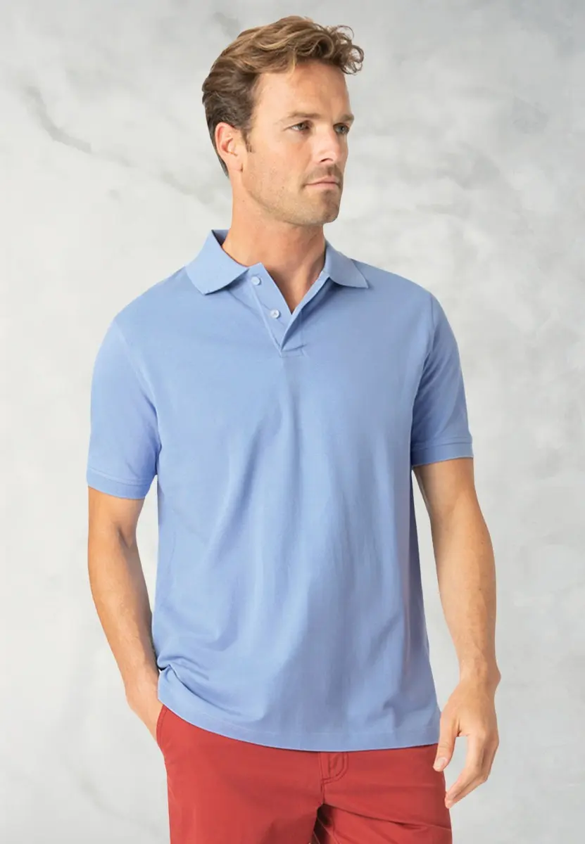 Milford Powder Blue Pure Cotton Pique Polo Shirt