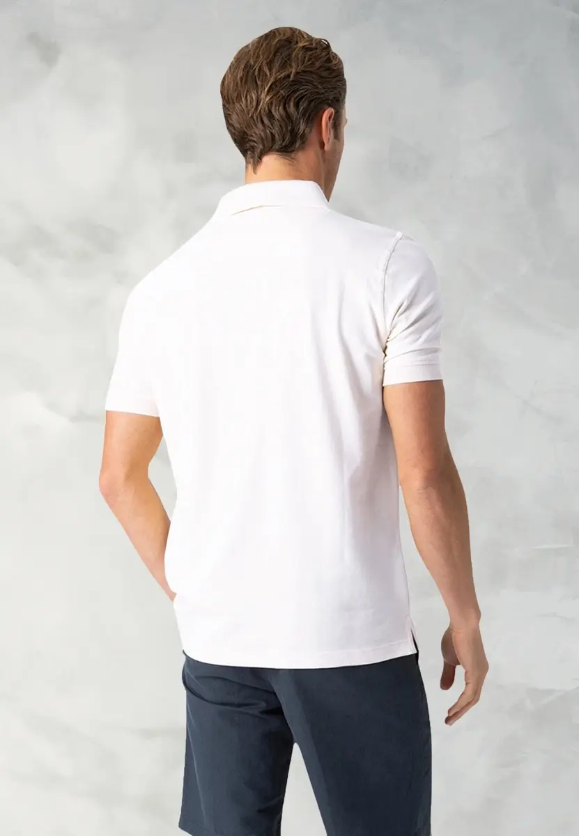 Milford White Pure Cotton Pique Polo Shirt - Image 2