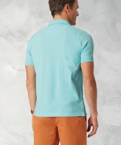 Alternative view of Milford Aqua Pure Cotton Pique Polo Shirt