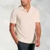 Milton Off White Cotton Rich Terry Towelling Polo Shirt