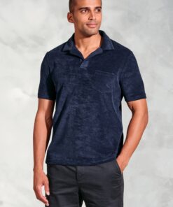 Milton Navy Cotton Rich Terry Towelling Polo Shirt