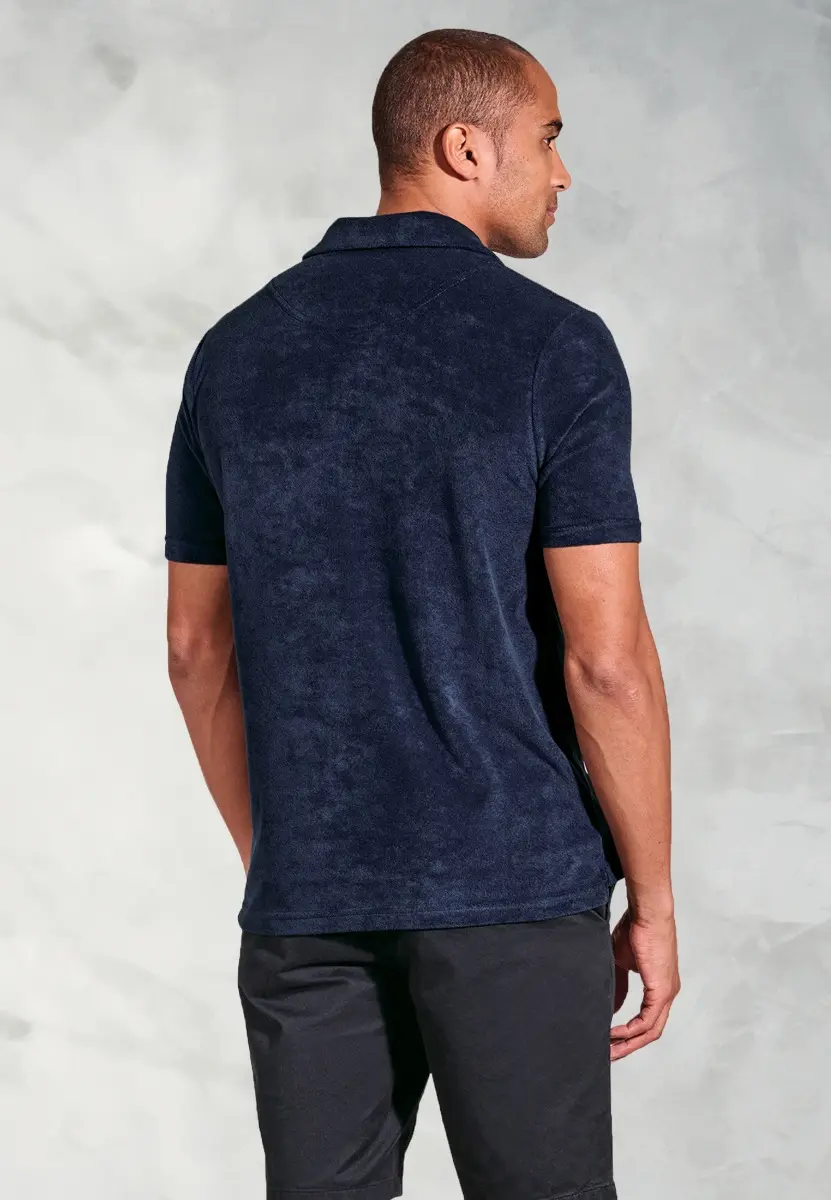 Milton Navy Cotton Rich Terry Towelling Polo Shirt - Image 2