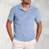 Milton Blue Cotton Rich Terry Towelling Polo Shirt