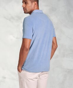 Alternative view of Milton Blue Cotton Rich Terry Towelling Polo Shirt