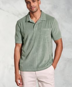 Milton Sage Cotton Rich Terry Towelling Polo Shirt