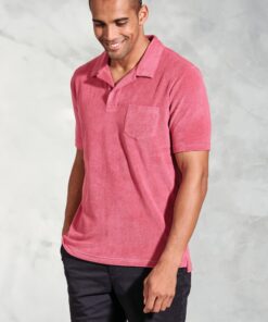 Milton Rose Cotton Rich Terry Towelling Polo Shirt