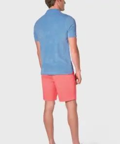 Alternative view of Milton Mid Blue Cotton Rich Terry Towelling Polo Shirt