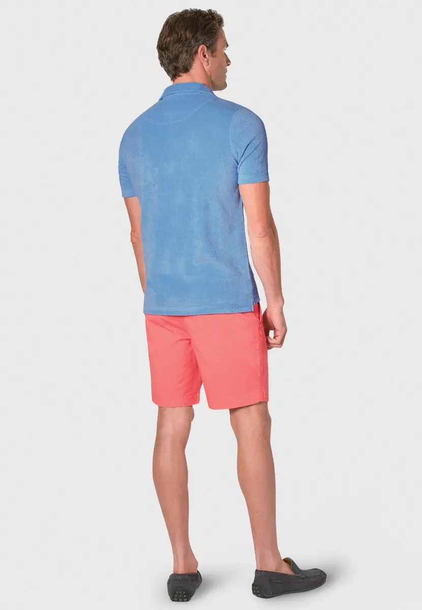 Milton Mid Blue Cotton Rich Terry Towelling Polo Shirt - Image 2