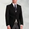Regular Fit Black Pure New Wool Morning Suit Jacket