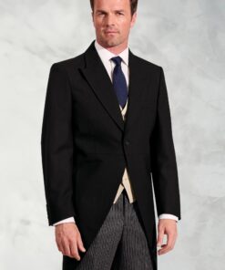 Regular Fit Black Pure New Wool Morning Suit Jacket