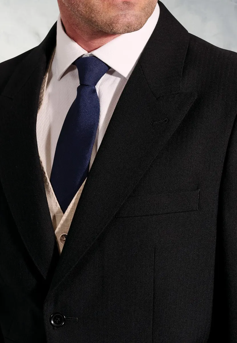 Regular Fit Black Pure New Wool Morning Suit Jacket - Image 2