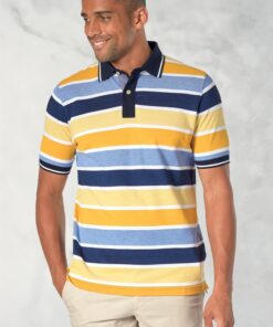 Murray Pure Cotton Yellow Stripe Pique Polo Shirt