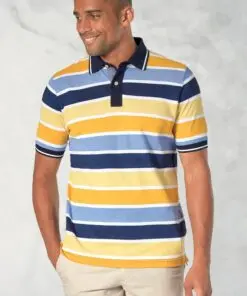 Murray Pure Cotton Yellow Stripe Pique Polo Shirt