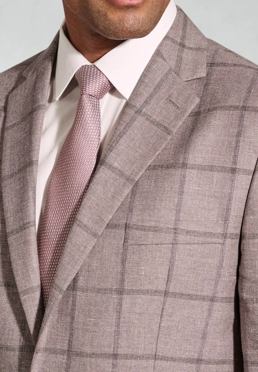 Tailored Fit Neeson Rose Windowpane Check Linen Blend jacket - Image 2