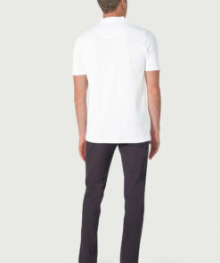 Alternative view of Newcombe Pure Cotton White Textured Zip Neck Polo Shirt