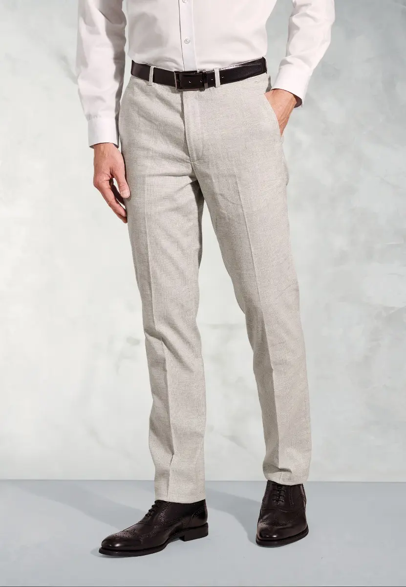 Tailored Fit Newman Silver Grey POW Check Occasion Suit Trousers