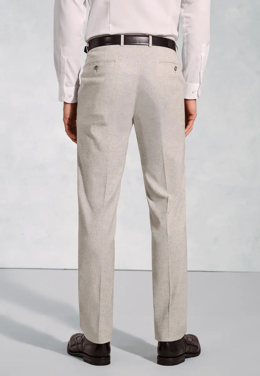 Tailored Fit Newman Silver Grey POW Check Occasion Suit Trousers - Image 2