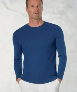 Noah Dark Blue Stitch Knit Cotton Crew Neck Jumper