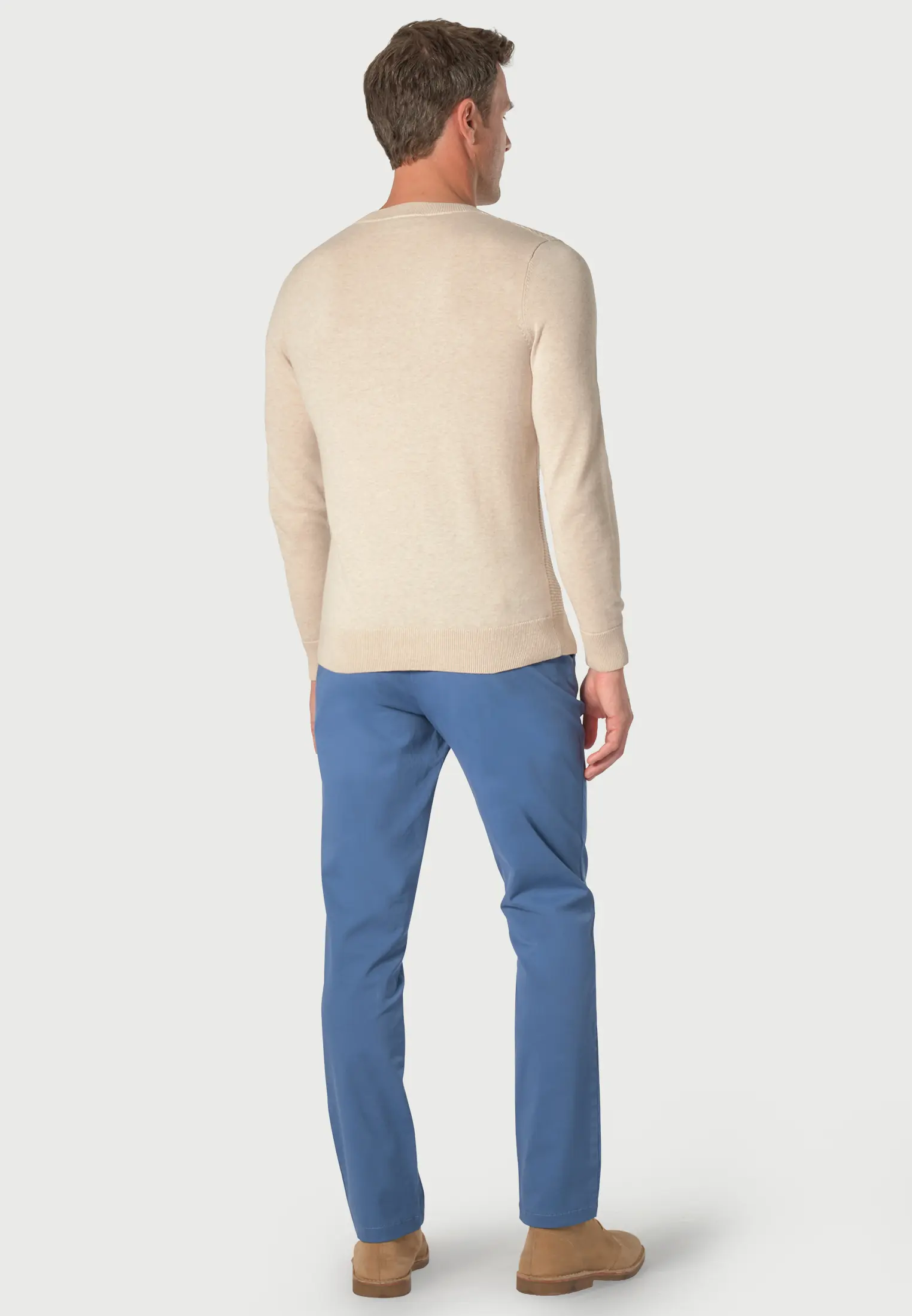 Noah Oatmeal Brick Stitch Cotton Crew Neck Jumper - Image 2