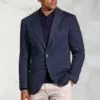 Tailored Fit Norton Navy Subtle Puppytooth Jersey Jacket