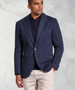 Tailored Fit Norton Navy Subtle Puppytooth Jersey Jacket