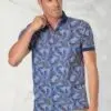 Okker Pure Cotton Palm Print Pique Polo Shirt