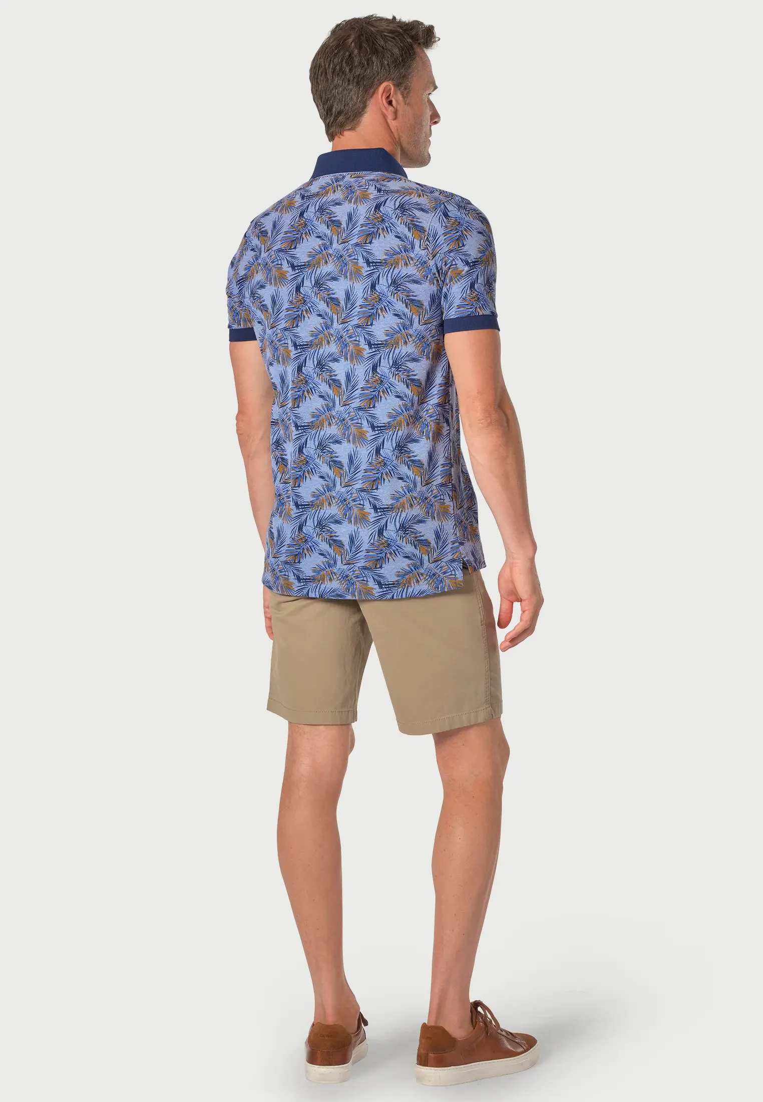 Okker Pure Cotton Palm Print Pique Polo Shirt - Image 2