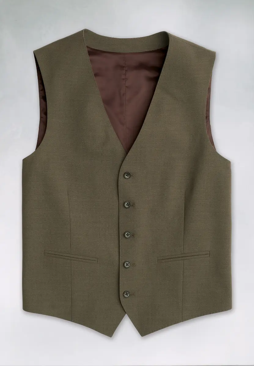 Tailored Fit Oliver Moss Melange Wool Blend Suit Waistcoat