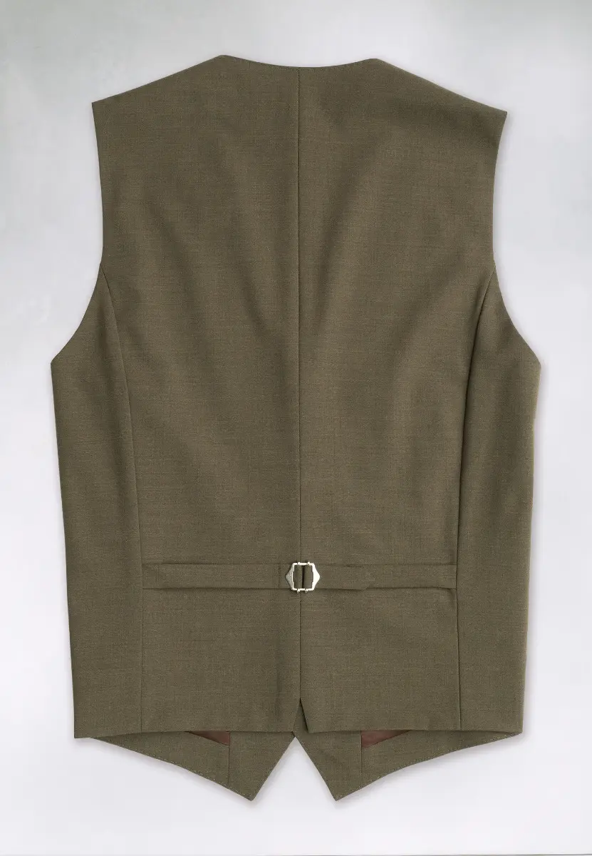 Tailored Fit Oliver Moss Melange Wool Blend Suit Waistcoat - Image 2