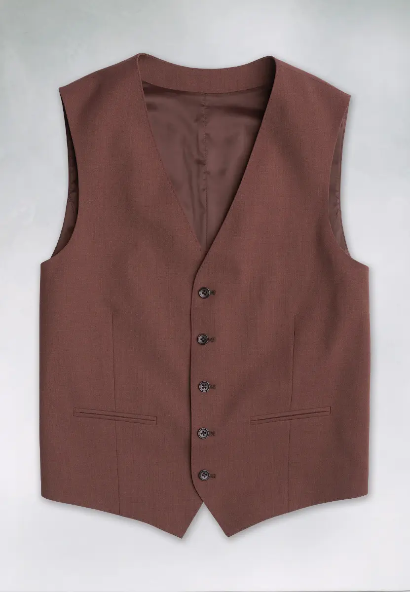Tailored Fit Oliver Rust Melange Wool Blend Suit Waistcoat
