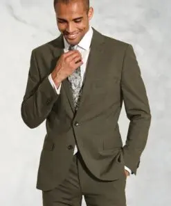 Tailored Fit Oliver Moss Melange Wool Blend Suit Jacket