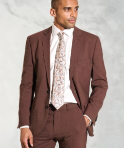 Tailored Fit Oliver Rust Melange Wool Blend Suit Jacket