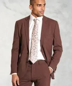 Tailored Fit Oliver Rust Melange Wool Blend Suit Jacket