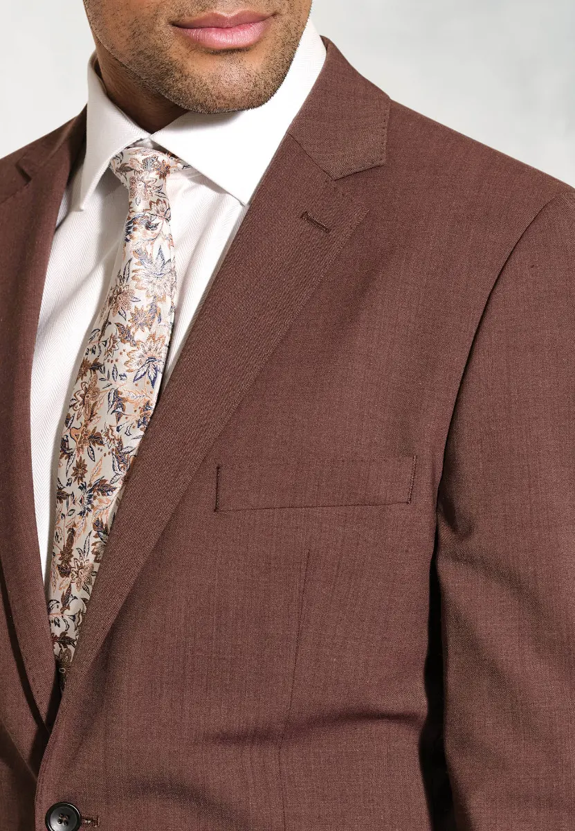 Tailored Fit Oliver Rust Melange Wool Blend Suit Jacket - Image 2