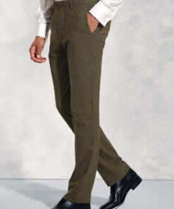 Tailored Fit Oliver Moss Melange Wool Blend Suit Trousers