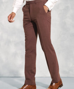 Tailored Fit Oliver Rust Melange Wool Blend Suit Trouser