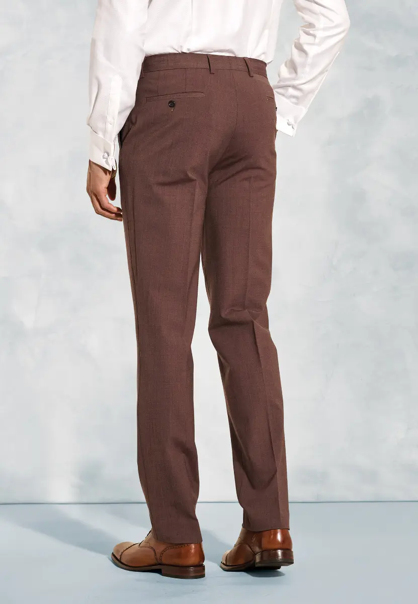 Tailored Fit Oliver Rust Melange Wool Blend Suit Trouser - Image 2