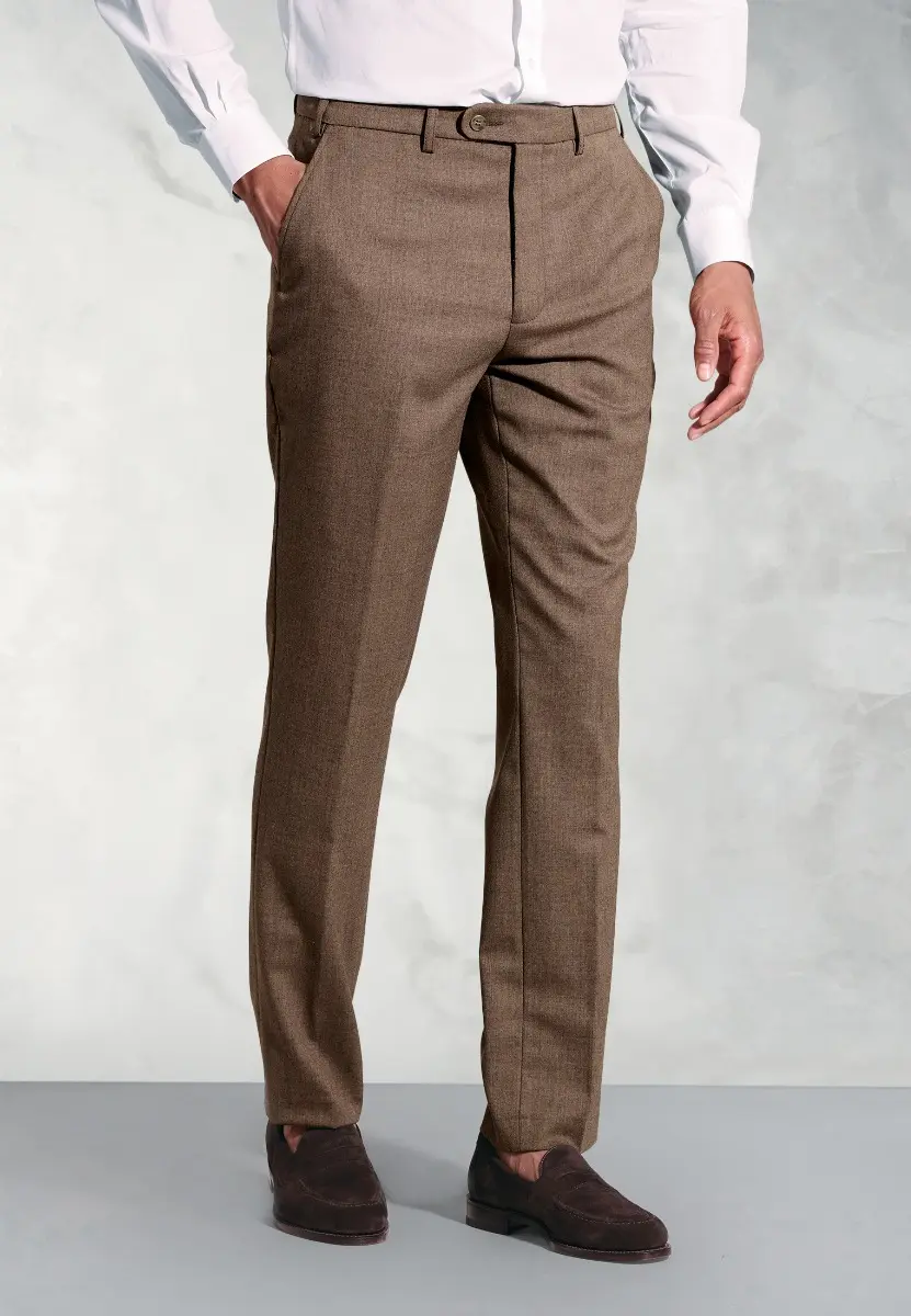 Tailored Fit Olney Caramel Flannel Trouser