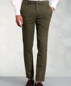 Regular Fit Olney Olive Flannel Trouser