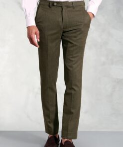 Tailored Fit Olney Olive Flannel Trouser