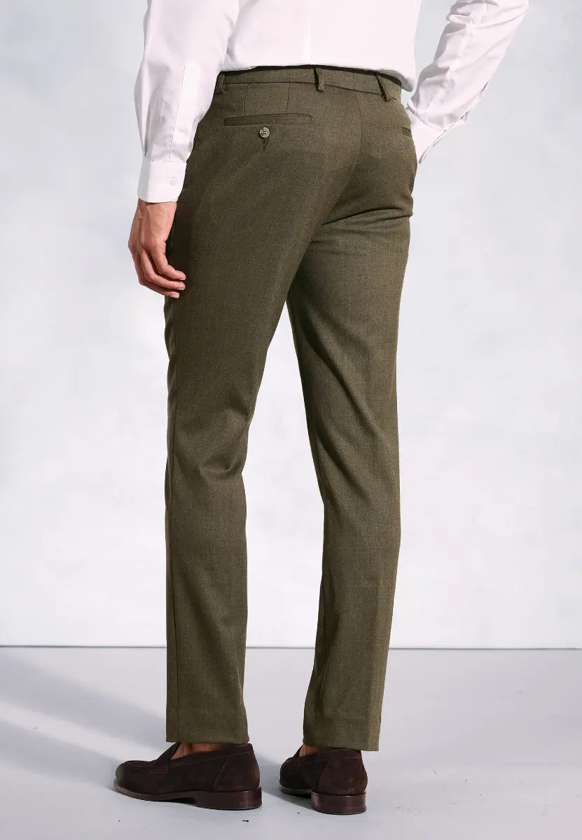 Regular Fit Olney Olive Flannel Trouser - Image 2